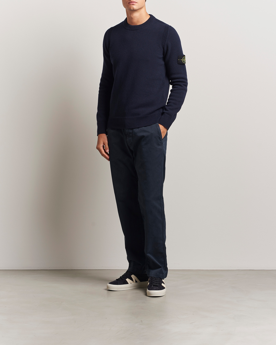 Herre | Trøjer | Stone Island | Knitted Lambswool Crew Neck Navy