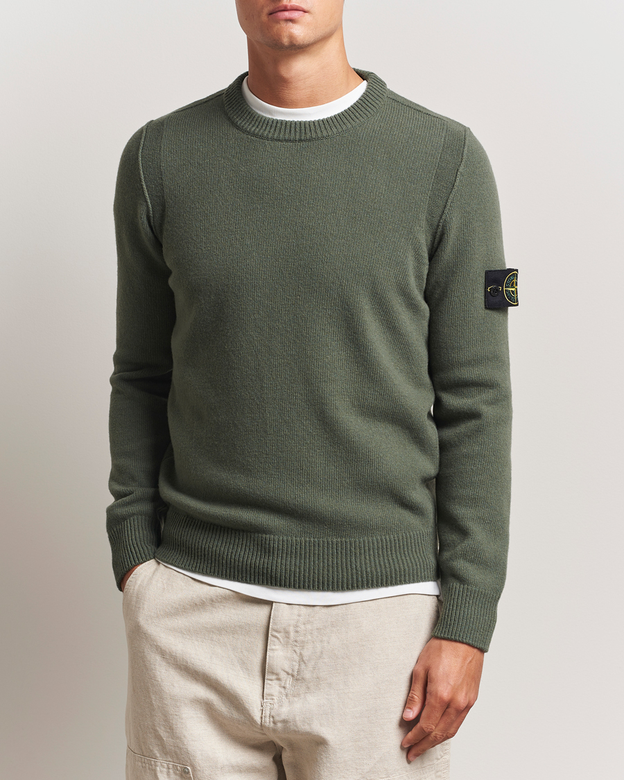 Herre | Trøjer | Stone Island | Knitted Lambswool Crew Neck Military Green