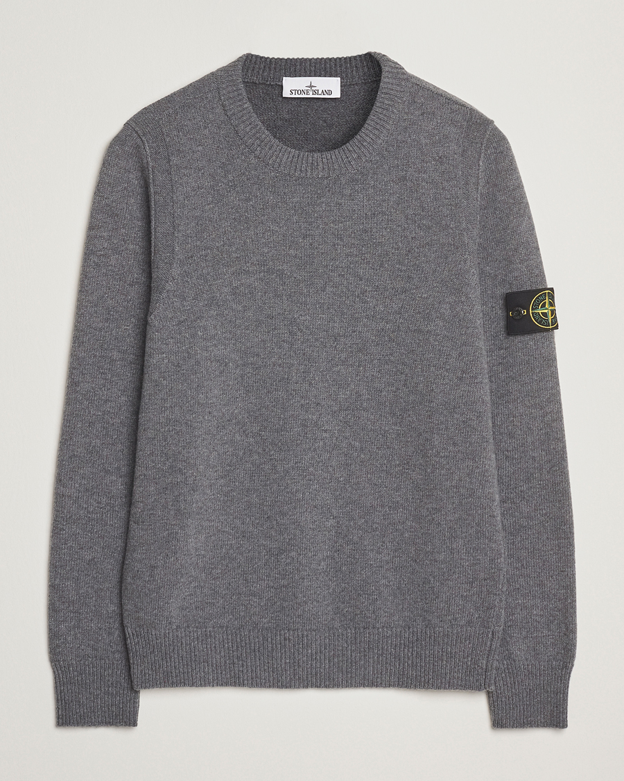 Herre | Trøjer | Stone Island | Knitted Lambswool Crew Neck Cement Melange