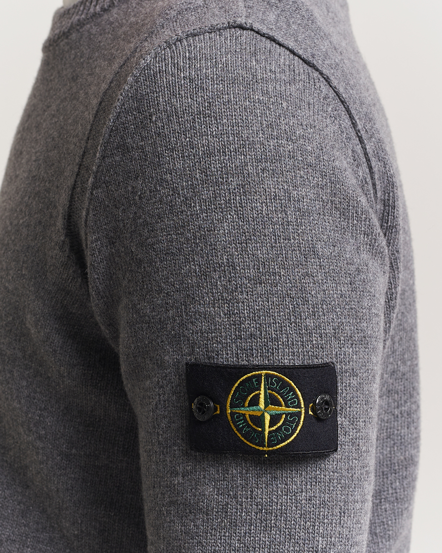 Herre | Trøjer | Stone Island | Knitted Lambswool Crew Neck Cement Melange