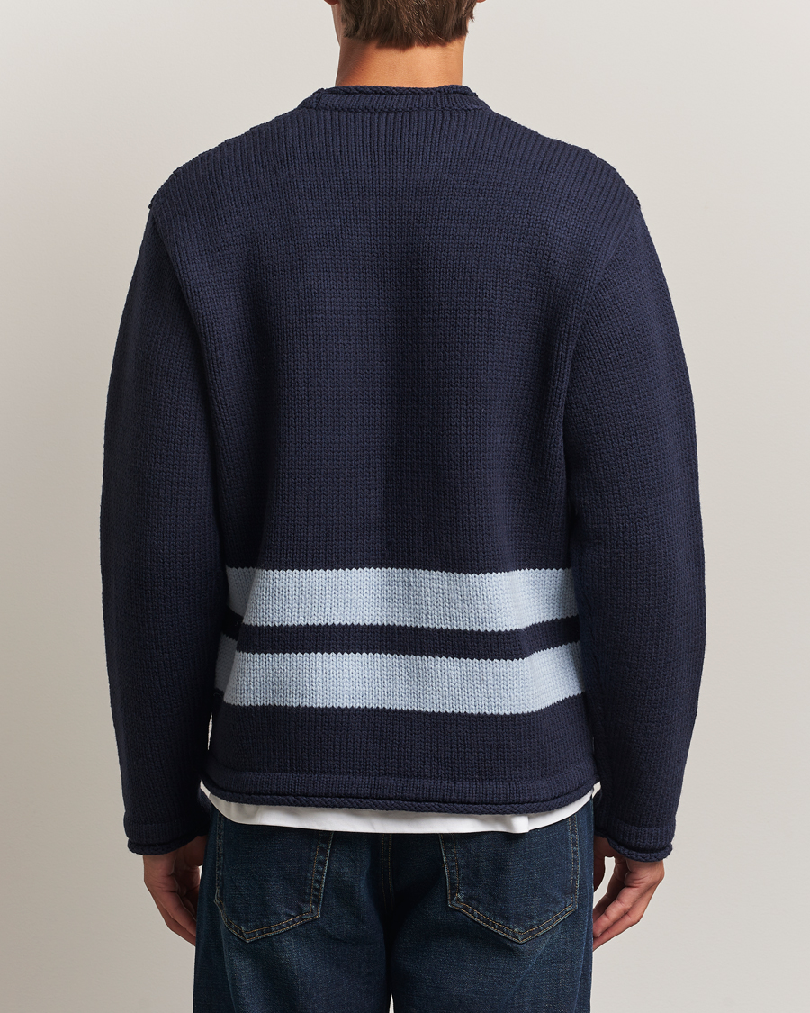 Herre | Trøjer | Stone Island | Marina Knitted Wool Contrast Crew Neck Navy