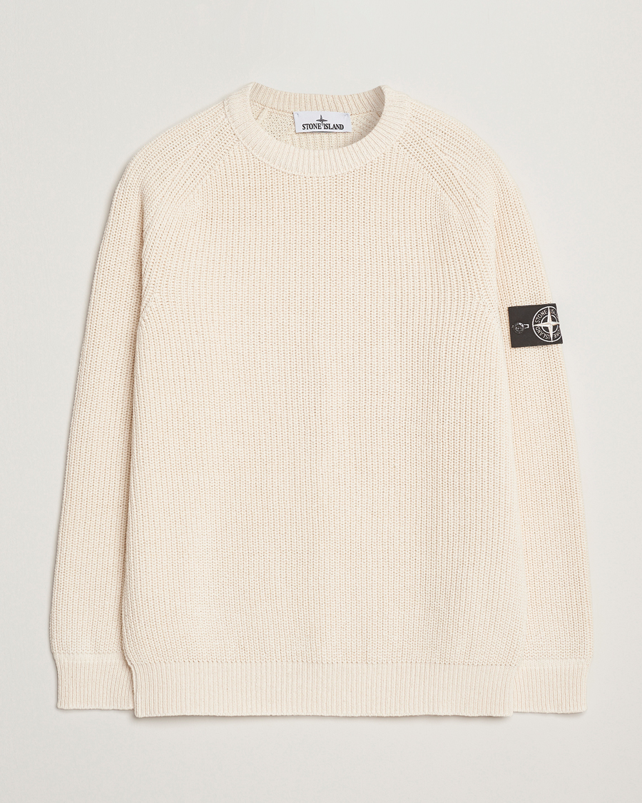 Herre | Trøjer | Stone Island | RAW Cotton Popcorn Stitch Crew Neck Ivory