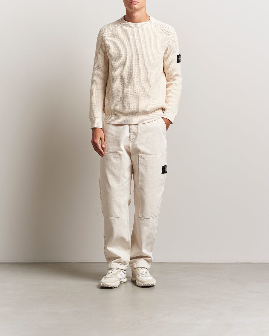 Herre | Trøjer | Stone Island | RAW Cotton Popcorn Stitch Crew Neck Ivory