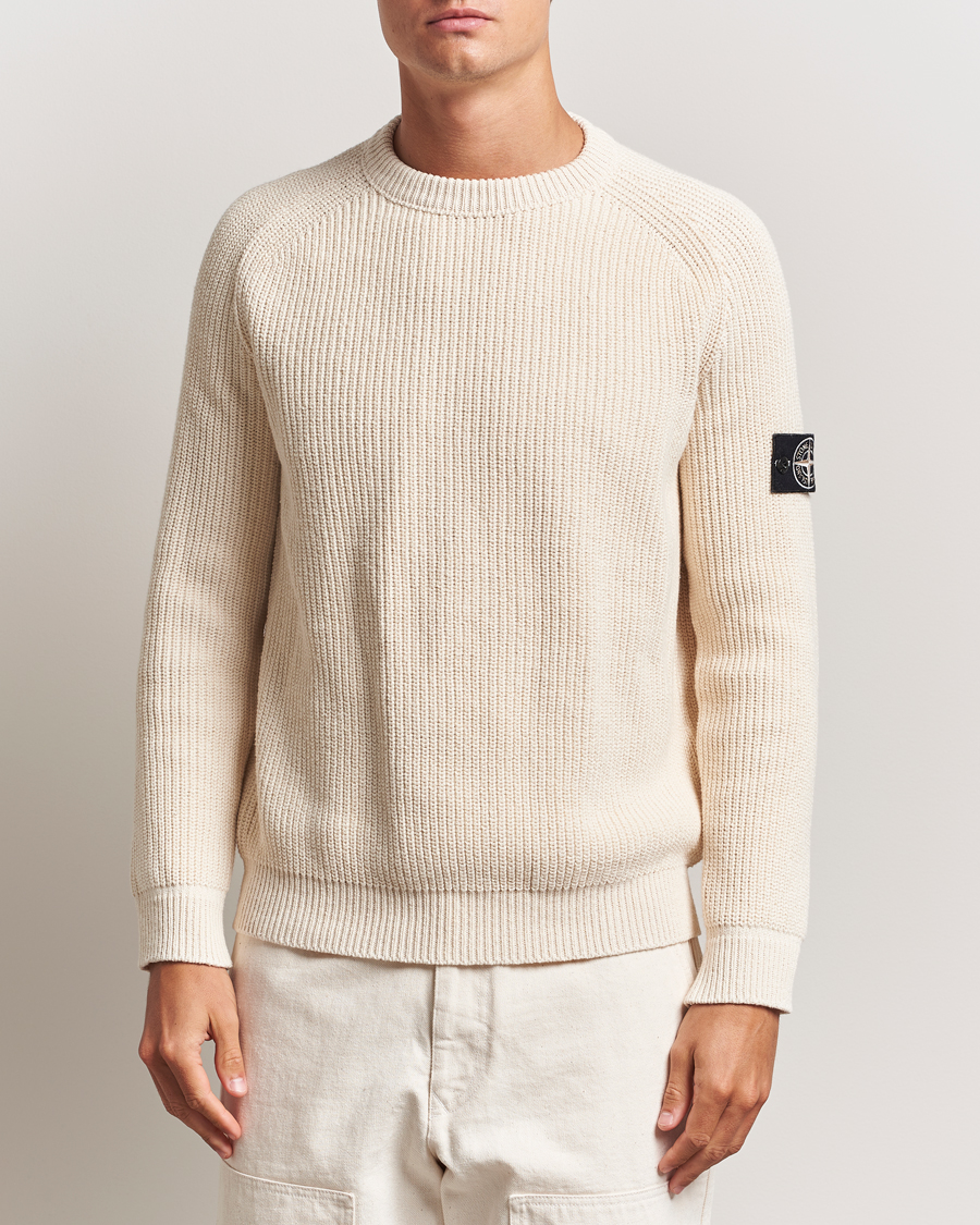 Herre | Trøjer | Stone Island | RAW Cotton Popcorn Stitch Crew Neck Ivory