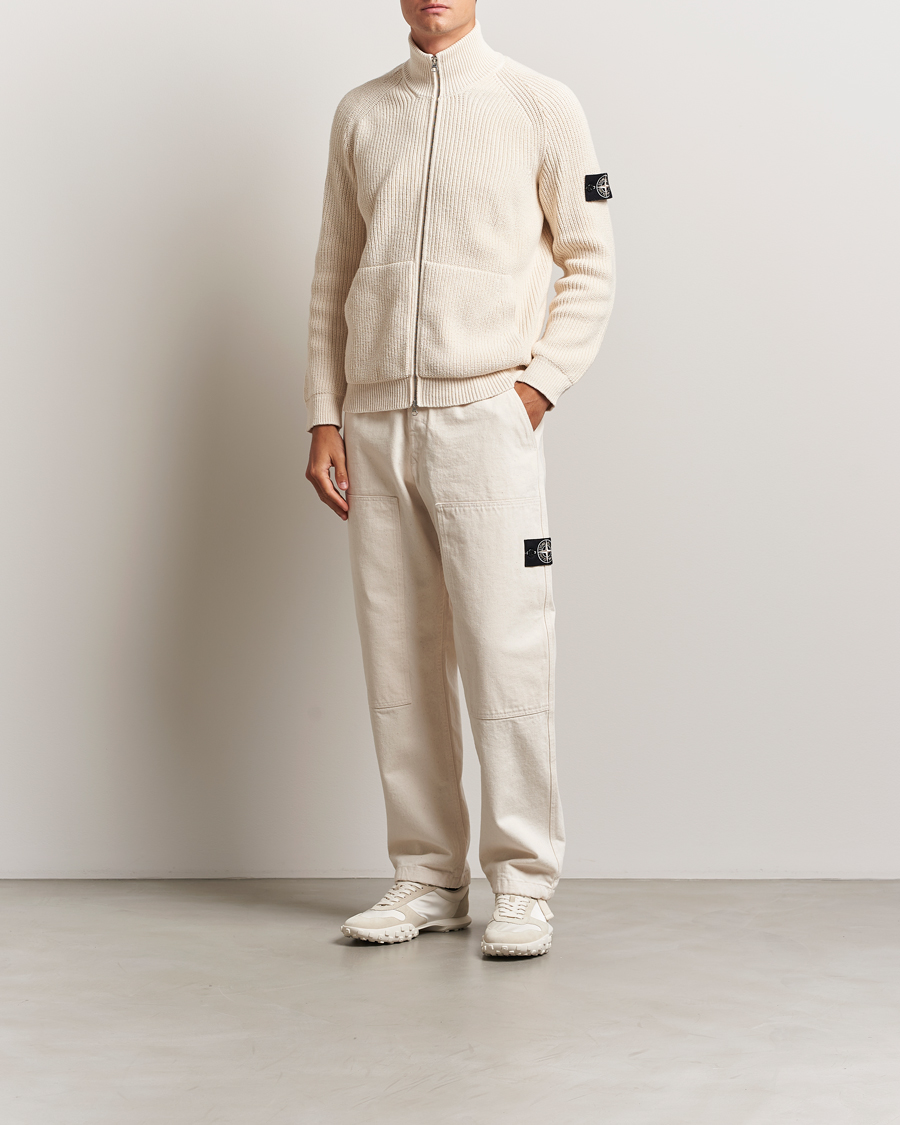 Herre | Trøjer | Stone Island | RAW Cotton Popcorn Stitch Full Zip Ivory