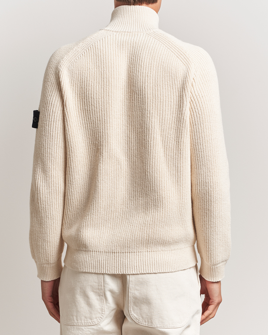 Herre | Trøjer | Stone Island | RAW Cotton Popcorn Stitch Full Zip Ivory