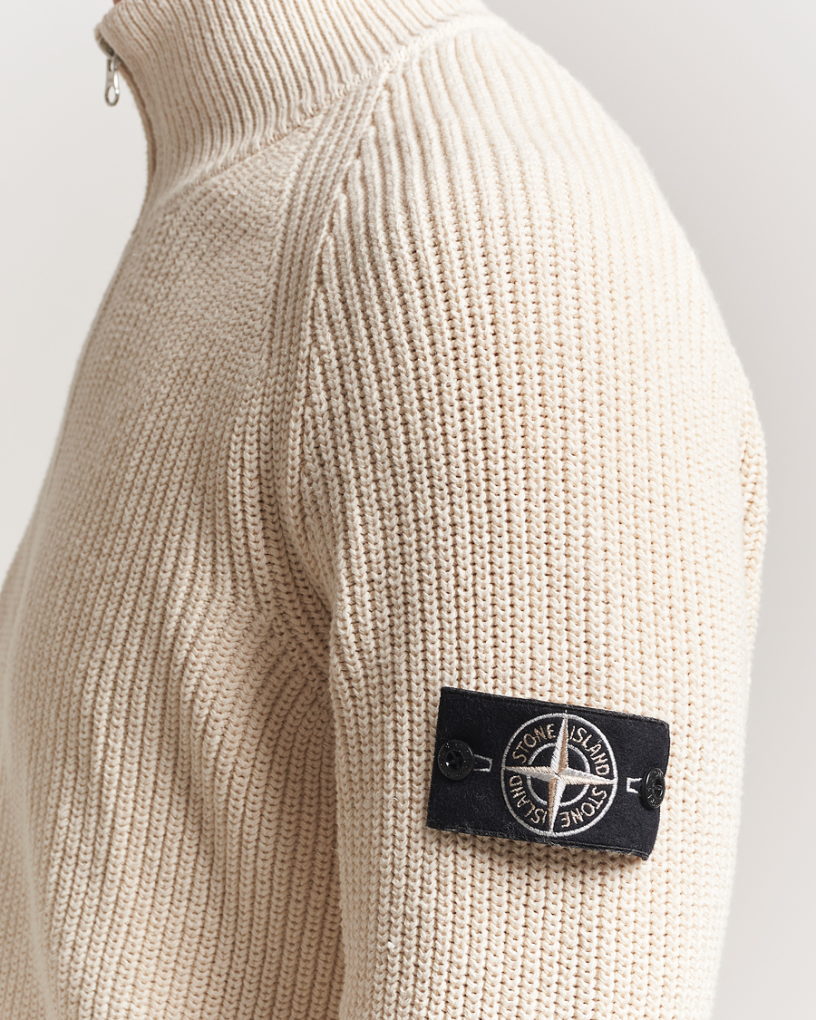 Herre | Trøjer | Stone Island | RAW Cotton Popcorn Stitch Full Zip Ivory