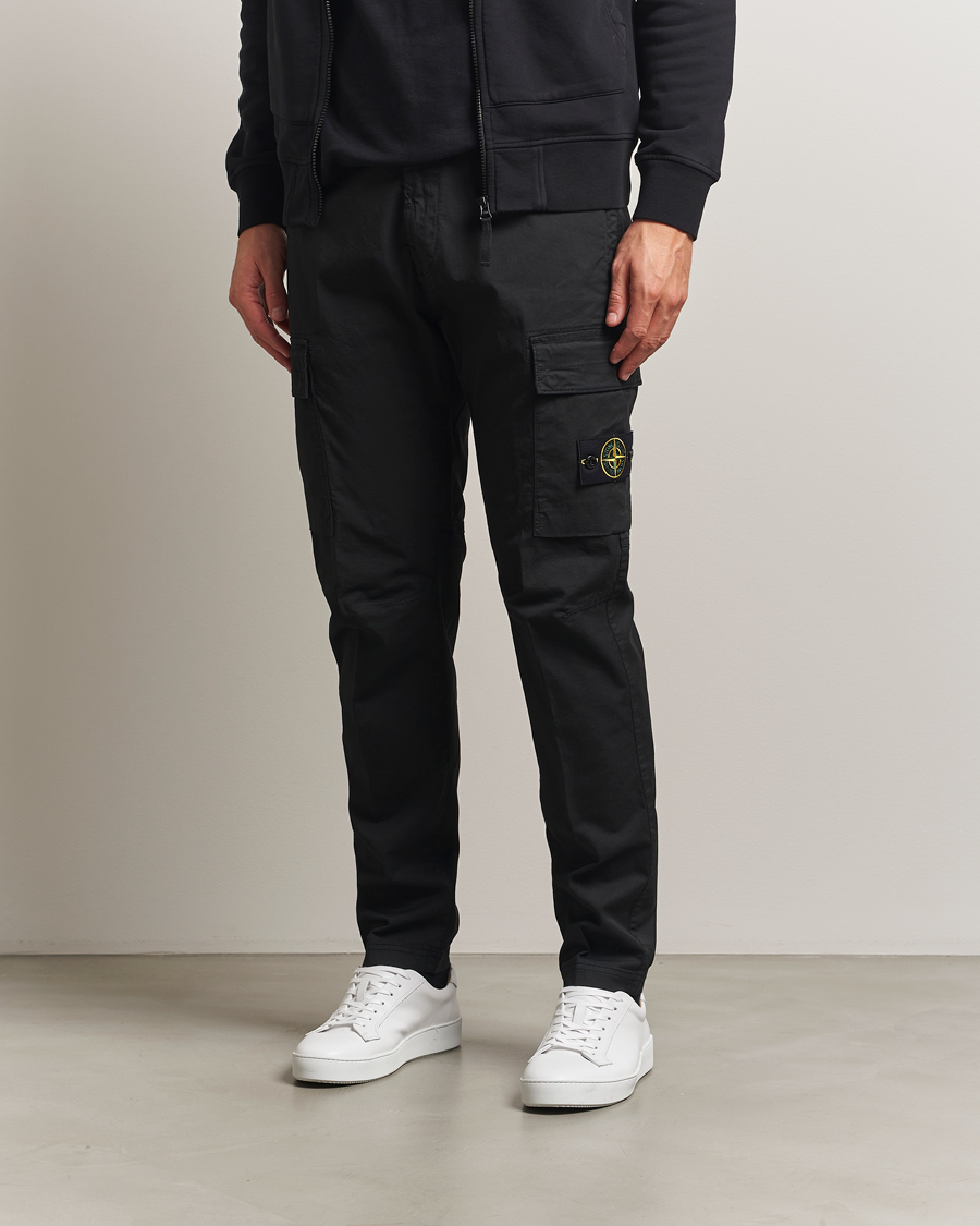 Herre | Bukser | Stone Island | Supima Cotton Stretch Cargo Trousers Black