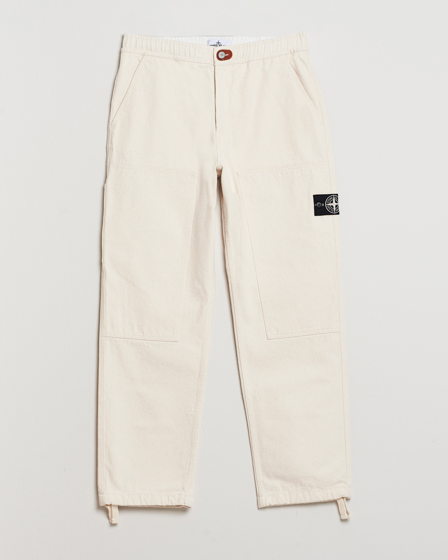 Herre | Bukser | Stone Island | RAW Washed Cotton Gabardine Trousers Ivory