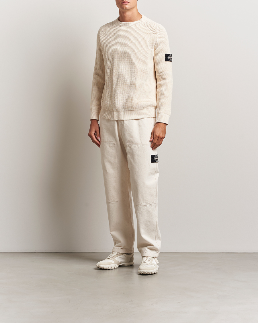 Herre | Bukser | Stone Island | RAW Washed Cotton Gabardine Trousers Ivory