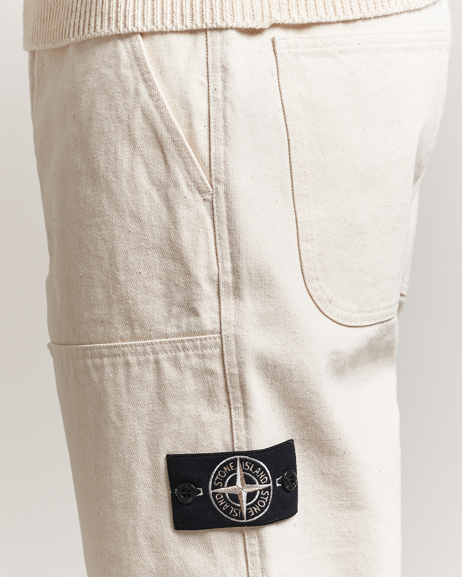 Herre | Bukser | Stone Island | RAW Washed Cotton Gabardine Trousers Ivory
