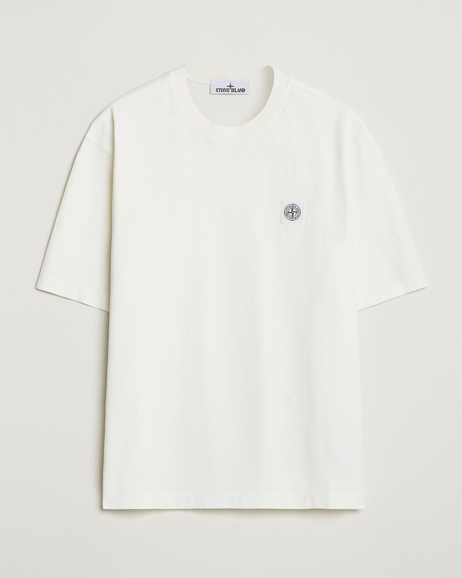Herre | T-Shirts | Stone Island | Combed Organic Cotton T-Shirt Ivory