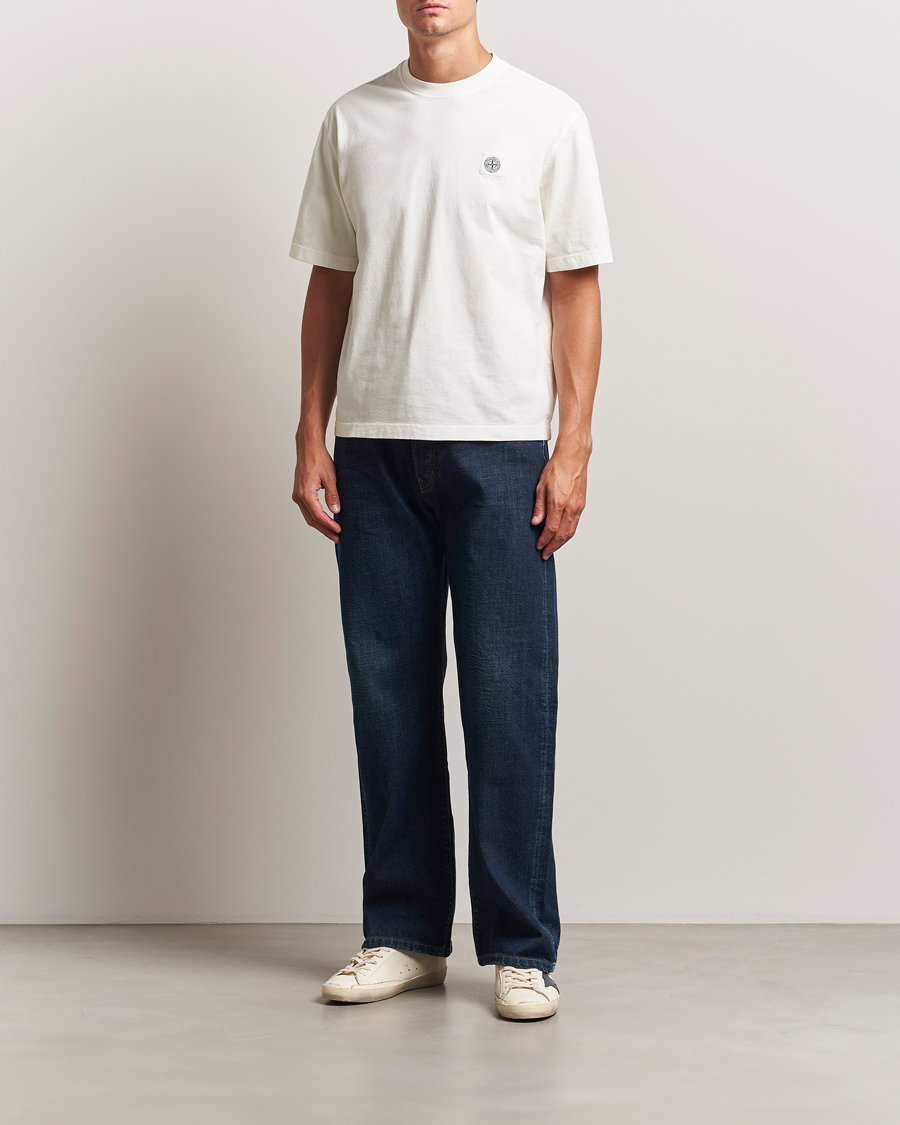 Herre | T-Shirts | Stone Island | Combed Organic Cotton T-Shirt Ivory
