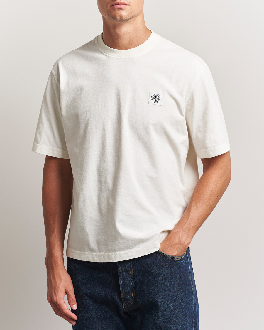Herre | T-Shirts | Stone Island | Combed Organic Cotton T-Shirt Ivory