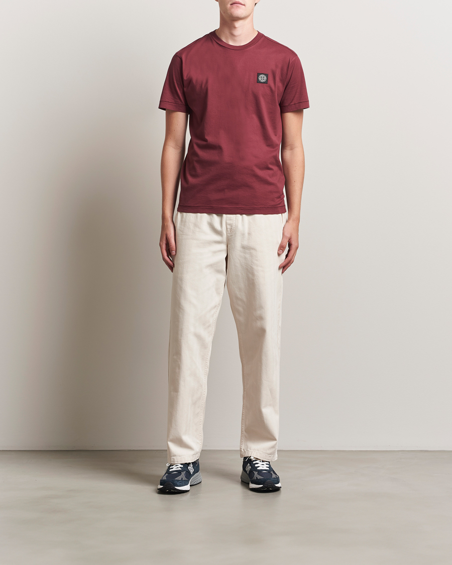 Herre | T-Shirts | Stone Island | Garment Dyed Cotton Jersey T-Shirt Burgundy