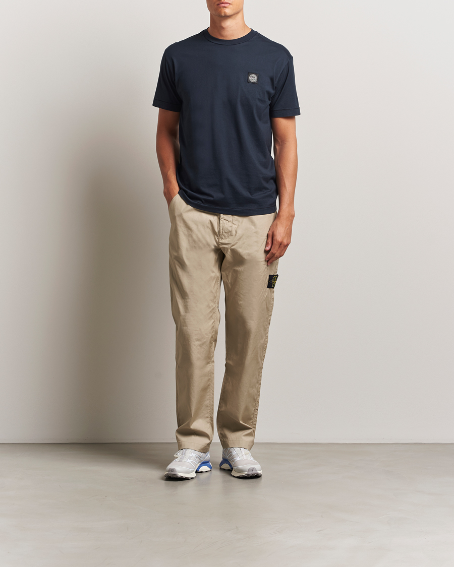 Herre | T-Shirts | Stone Island | Garment Dyed Cotton Jersey T-Shirt Navy