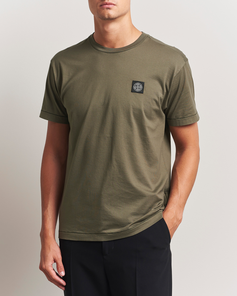 Herre | T-Shirts | Stone Island | Garment Dyed Cotton Jersey T-Shirt Military Green