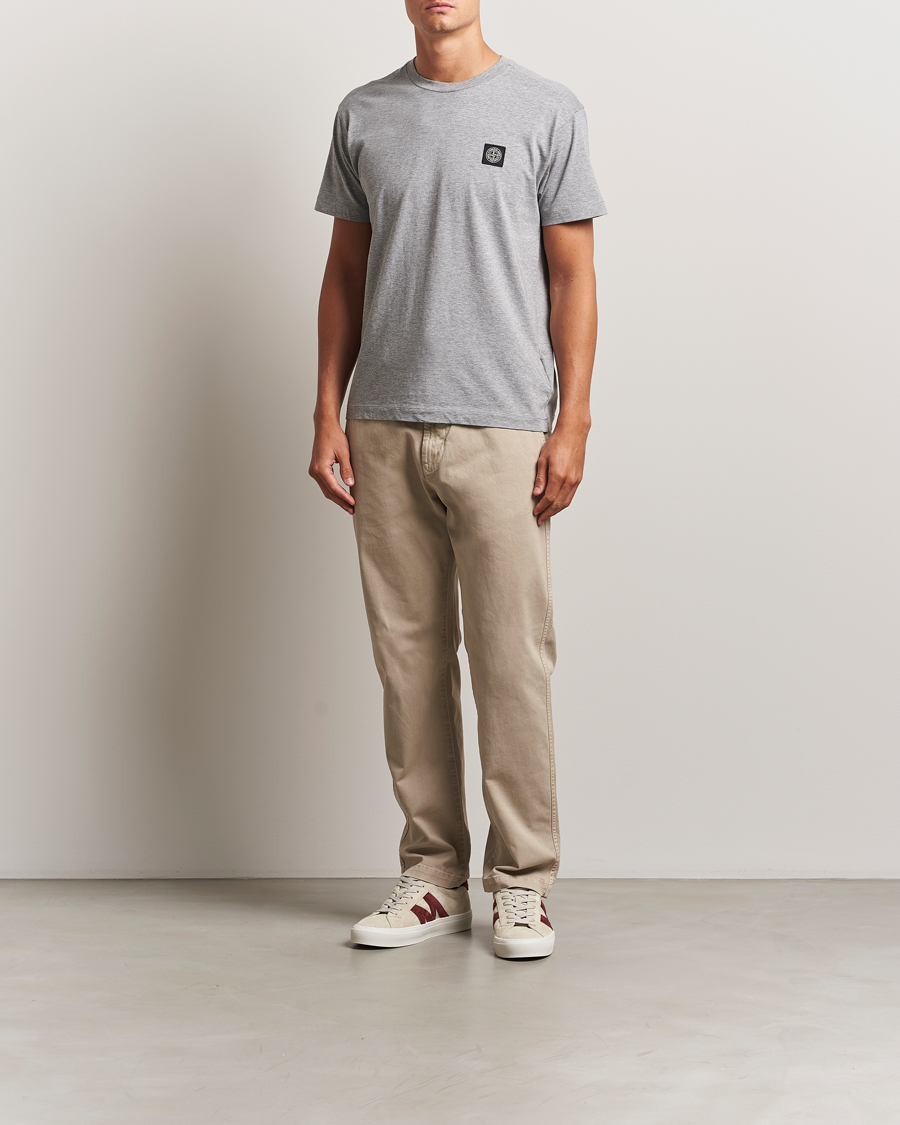 Herre | T-Shirts | Stone Island | Garment Dyed Cotton Jersey T-Shirt Grey Melange