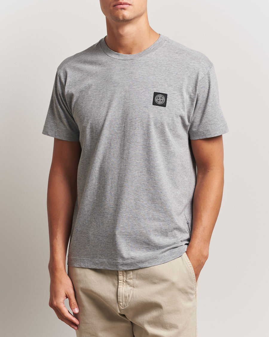 Herre | T-Shirts | Stone Island | Garment Dyed Cotton Jersey T-Shirt Grey Melange