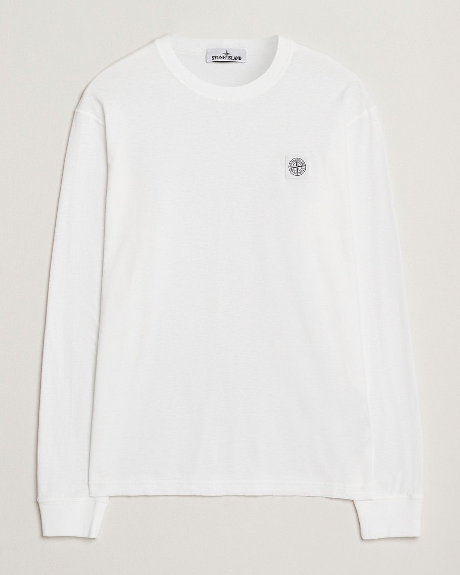 Herre | T-Shirts | Stone Island | Long Sleeve Garment Dyed Cotton Jersey T-Shirt White