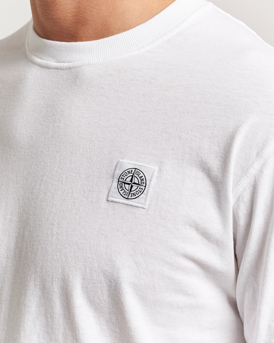 Herre | T-Shirts | Stone Island | Long Sleeve Garment Dyed Cotton Jersey T-Shirt White