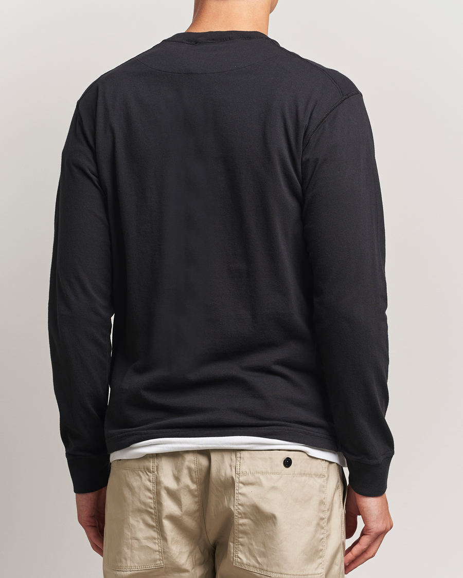 Herre | T-Shirts | Stone Island | Long Sleeve Garment Dyed Cotton Jersey T-Shirt Black