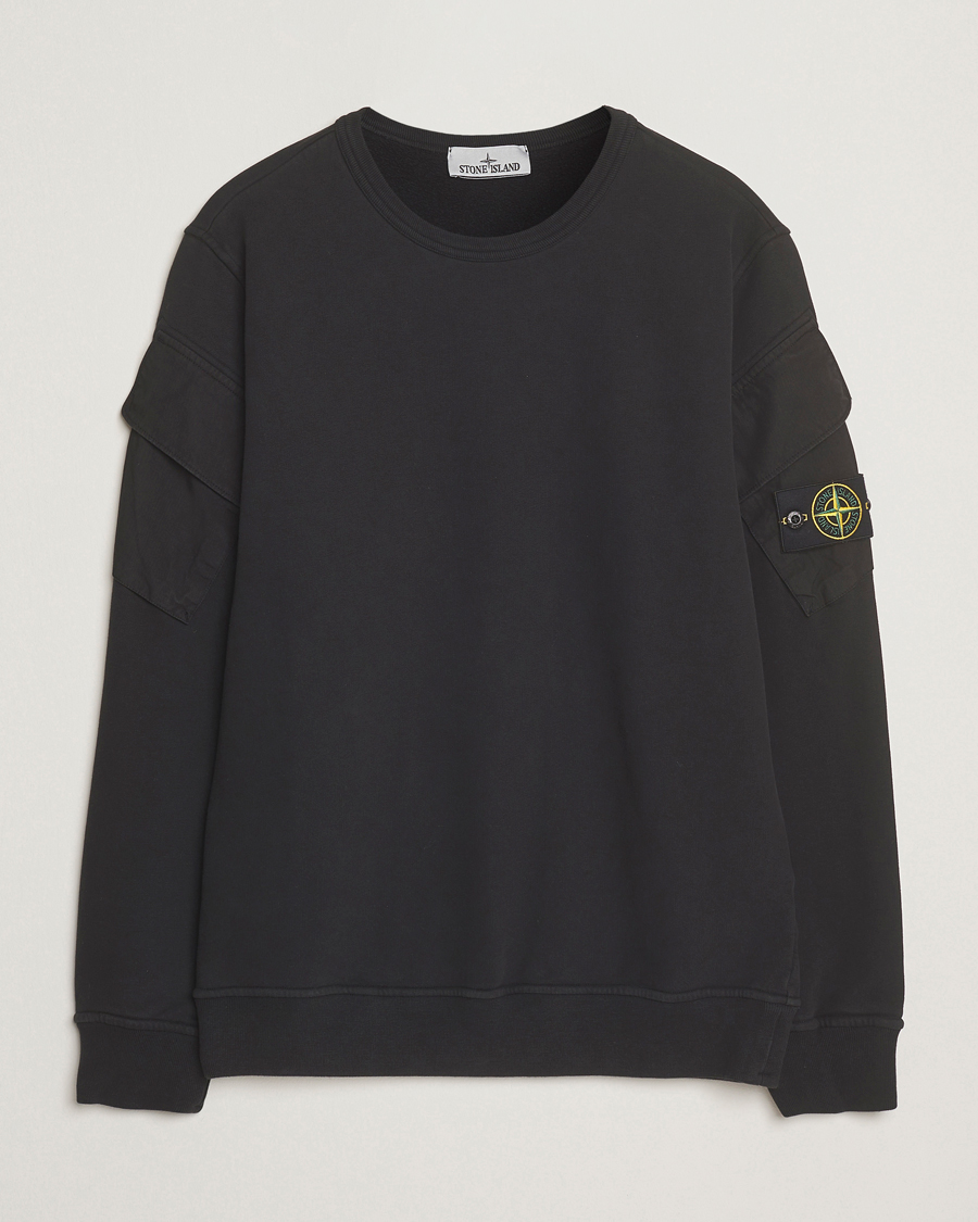 Herre | Trøjer | Stone Island | Organic Cotton Fleece Arm Pocket Sweatshirt Black
