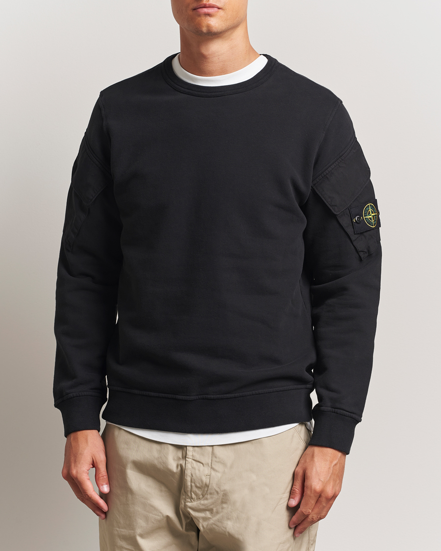 Herre | Trøjer | Stone Island | Organic Cotton Fleece Arm Pocket Sweatshirt Black
