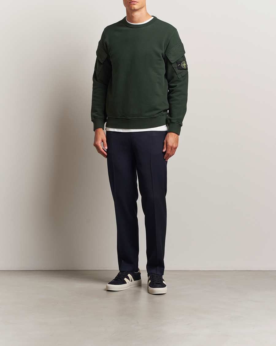 Herre | Trøjer | Stone Island | Organic Cotton Fleece Arm Pocket Sweatshirt Juniper