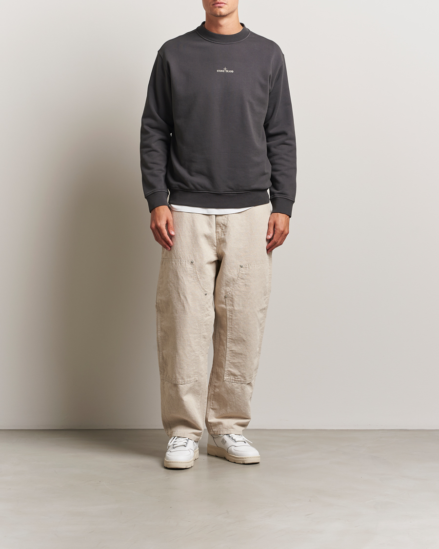 Herre | Trøjer | Stone Island | Cotton Fleece Backprint Sweatshirt Lead Grey