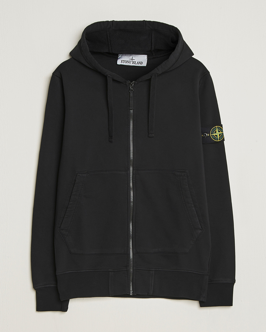 Herre | Trøjer | Stone Island | Garment Dyed Fleece Full-Zip Hood Black