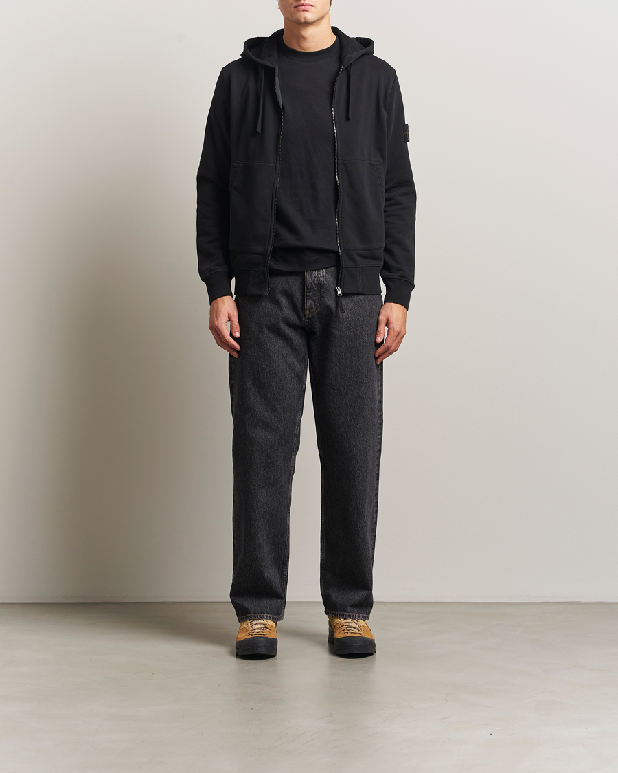 Herre | Trøjer | Stone Island | Garment Dyed Fleece Full-Zip Hood Black