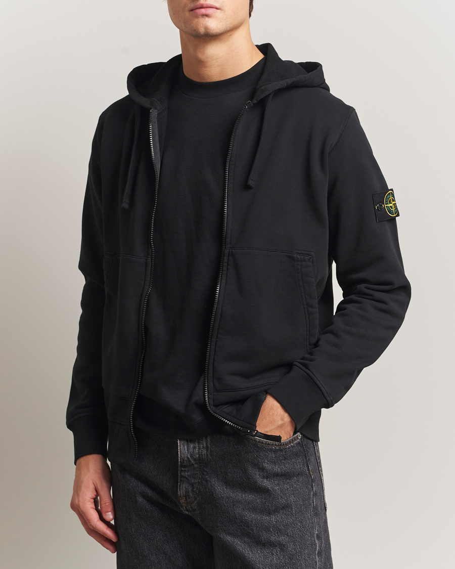 Herre | Trøjer | Stone Island | Garment Dyed Fleece Full-Zip Hood Black