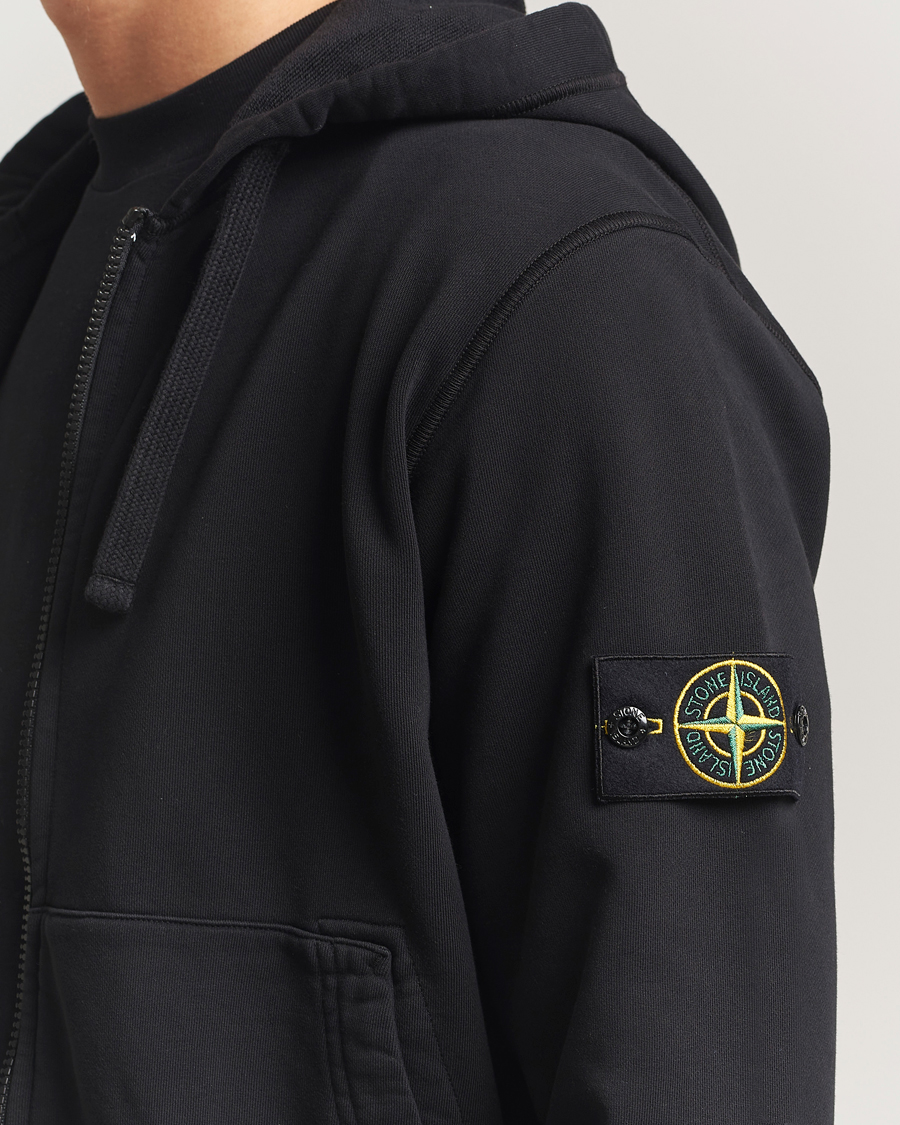 Herre | Trøjer | Stone Island | Garment Dyed Fleece Full-Zip Hood Black