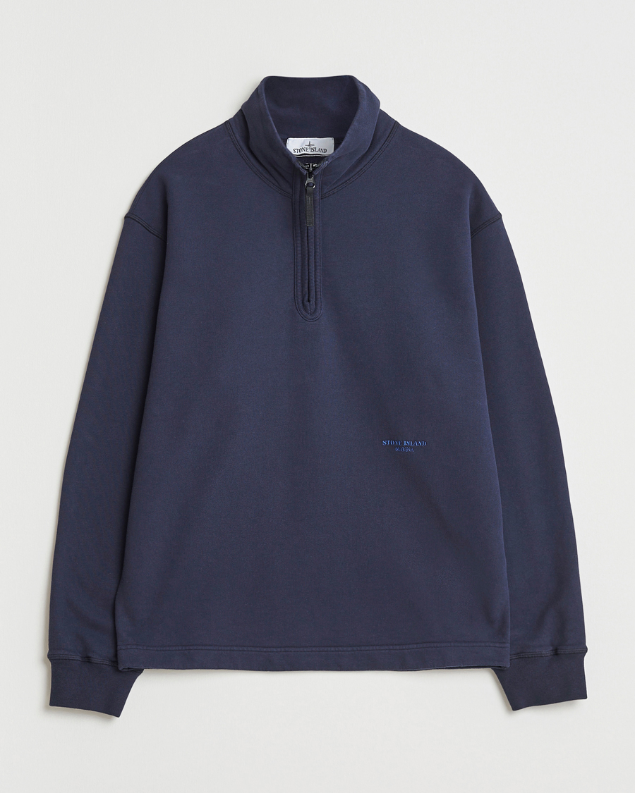 Herre | Trøjer | Stone Island | Marina Brushed Organic Cotton Half-Zip Navy