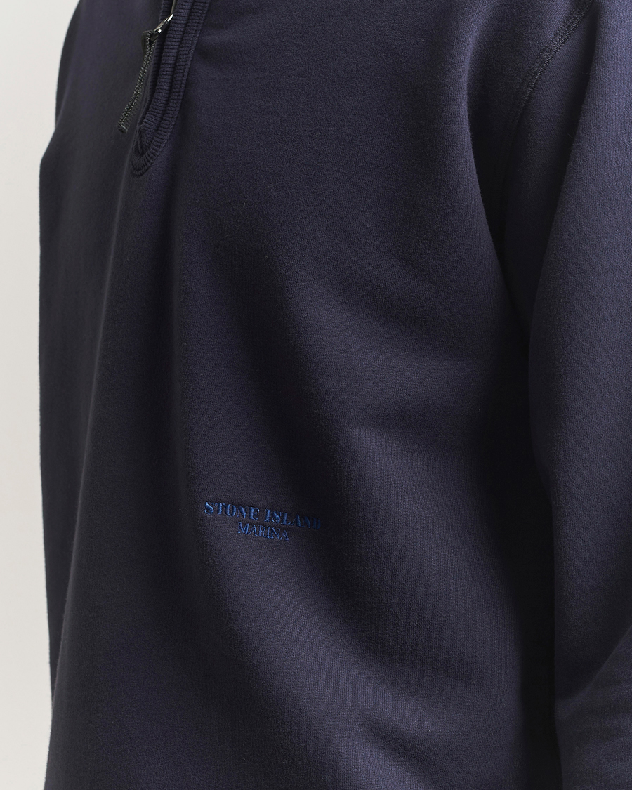 Herre | Trøjer | Stone Island | Marina Brushed Organic Cotton Half-Zip Navy