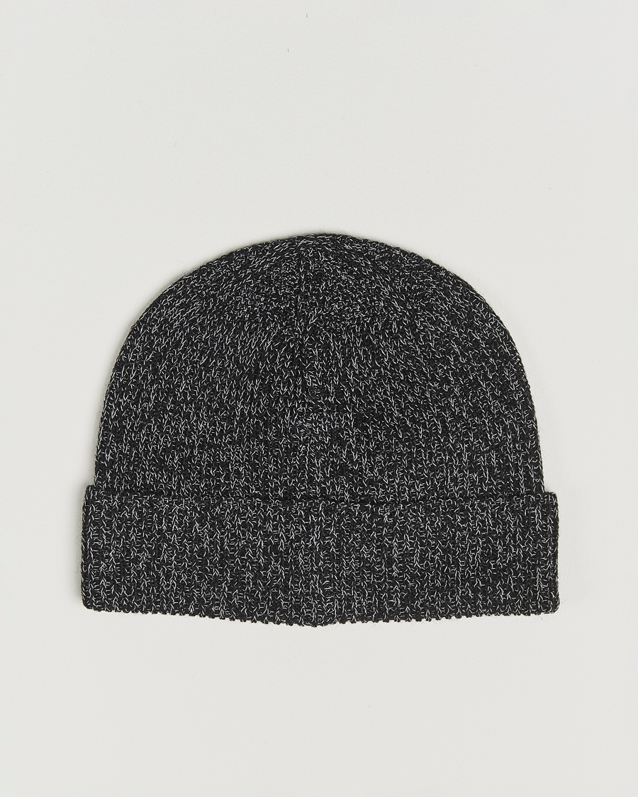 Herre | Huer | Stone Island | Reflective Cotton Knit Beanie Black Melange