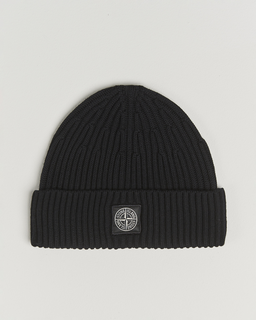 Herre | Huer | Stone Island | Full Rib Wool Beanie Black