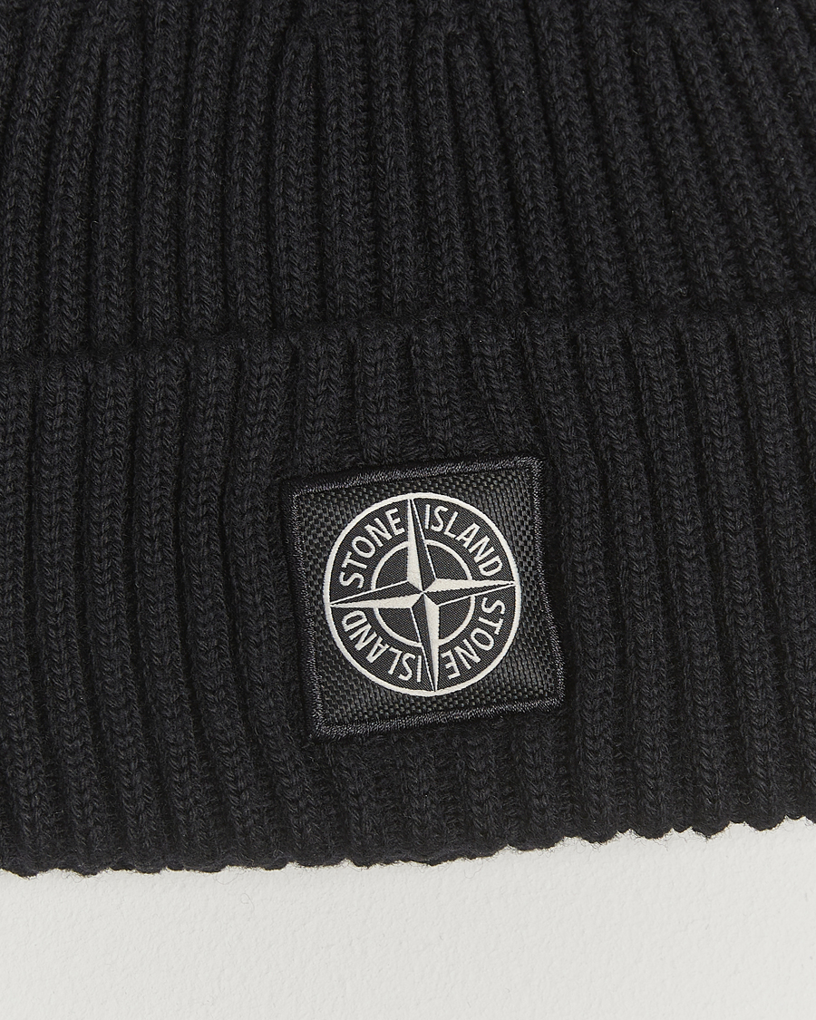 Herre | Huer | Stone Island | Full Rib Wool Beanie Black