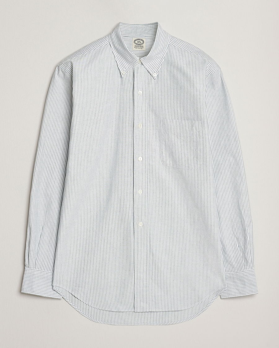 Herre | Skjorter | Kamakura Shirts | Vintage Ivy Oxford Button Down Shirt Green Stripe