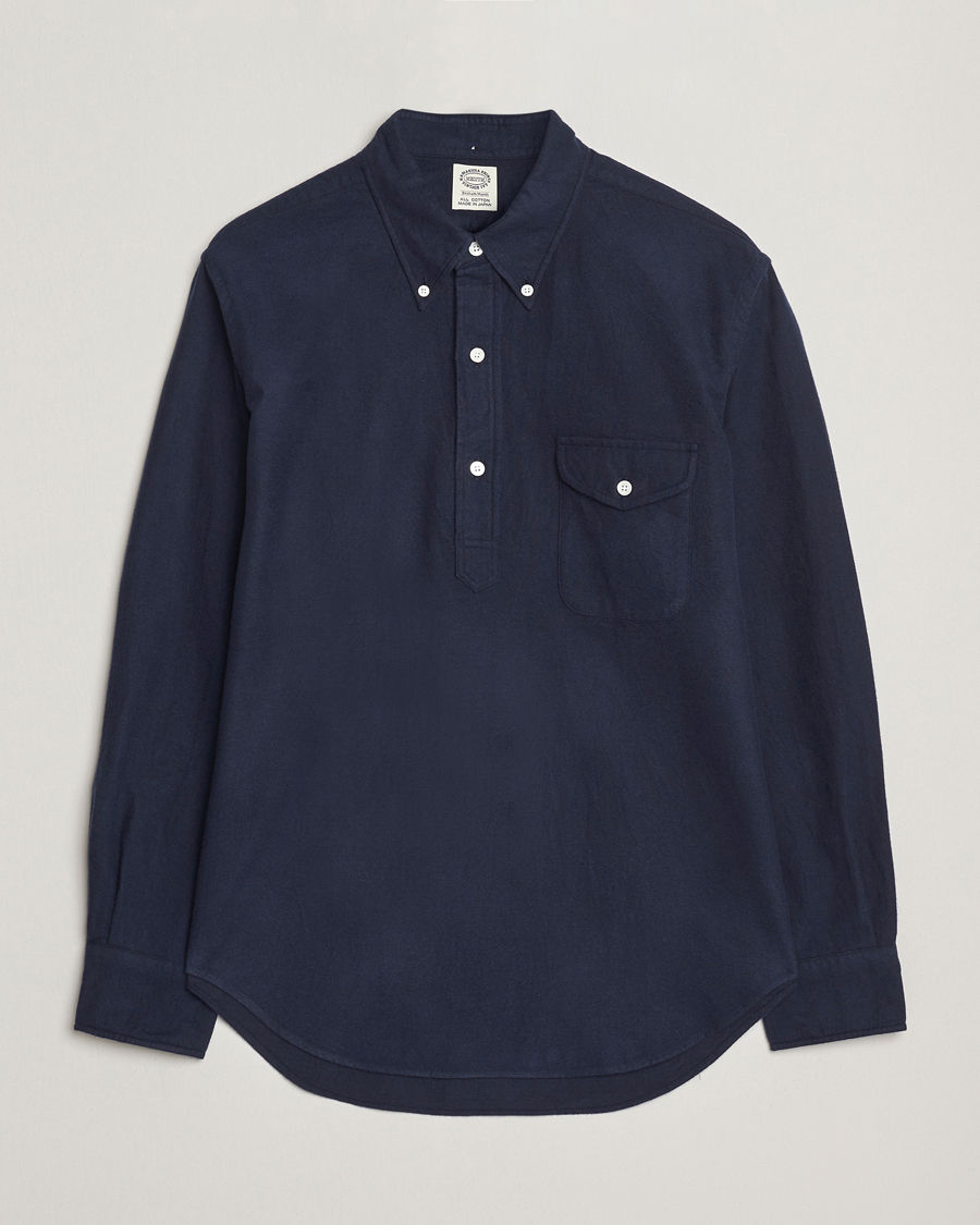 Herre | Skjorter | Kamakura Shirts | Vintage Ivy Oxford Popover Shirt Navy