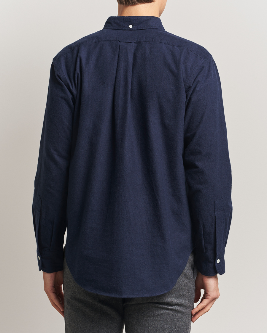 Herre | Skjorter | Kamakura Shirts | Vintage Ivy Oxford Popover Shirt Navy