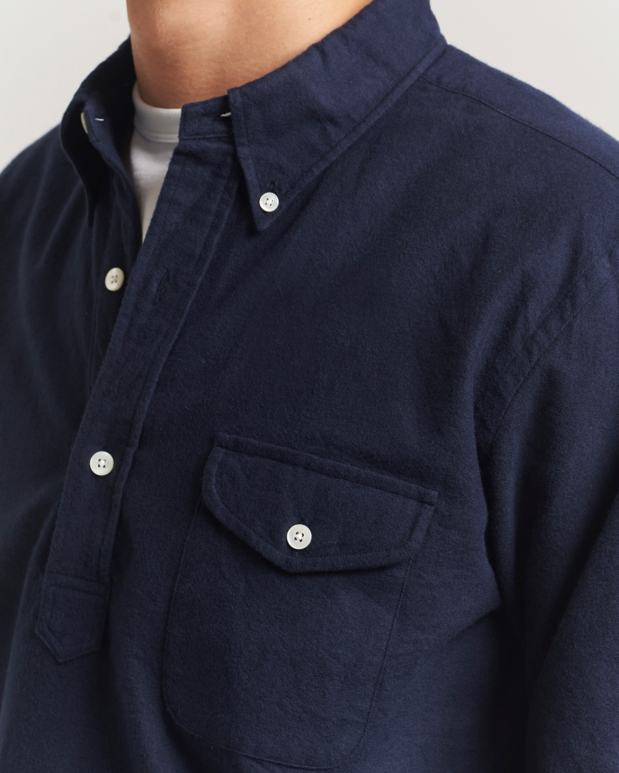 Herre | Skjorter | Kamakura Shirts | Vintage Ivy Oxford Popover Shirt Navy