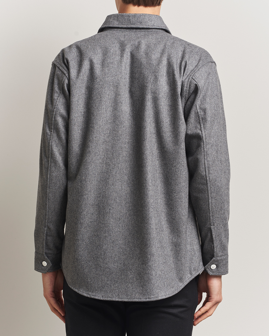 Herre | Skjorter | Kamakura Shirts | Wool Flannel CPO Shirt Grey Melange
