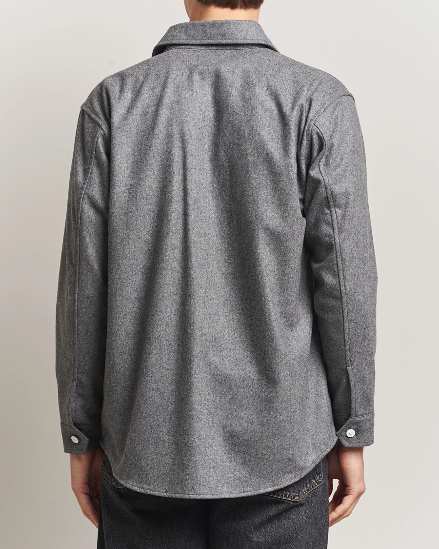 Herre | Skjorter | Kamakura Shirts | Wool Flannel CPO Shirt Grey Melange