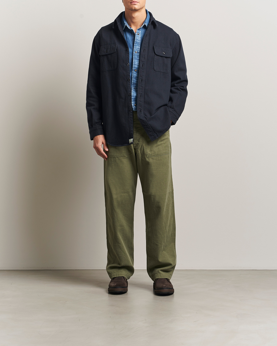 Herre | Skjorter | orSlow | Brushed Flannel Overshirt Navy