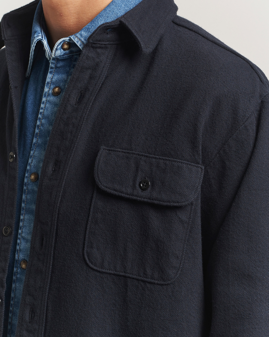 Herre | Skjorter | orSlow | Brushed Flannel Overshirt Navy