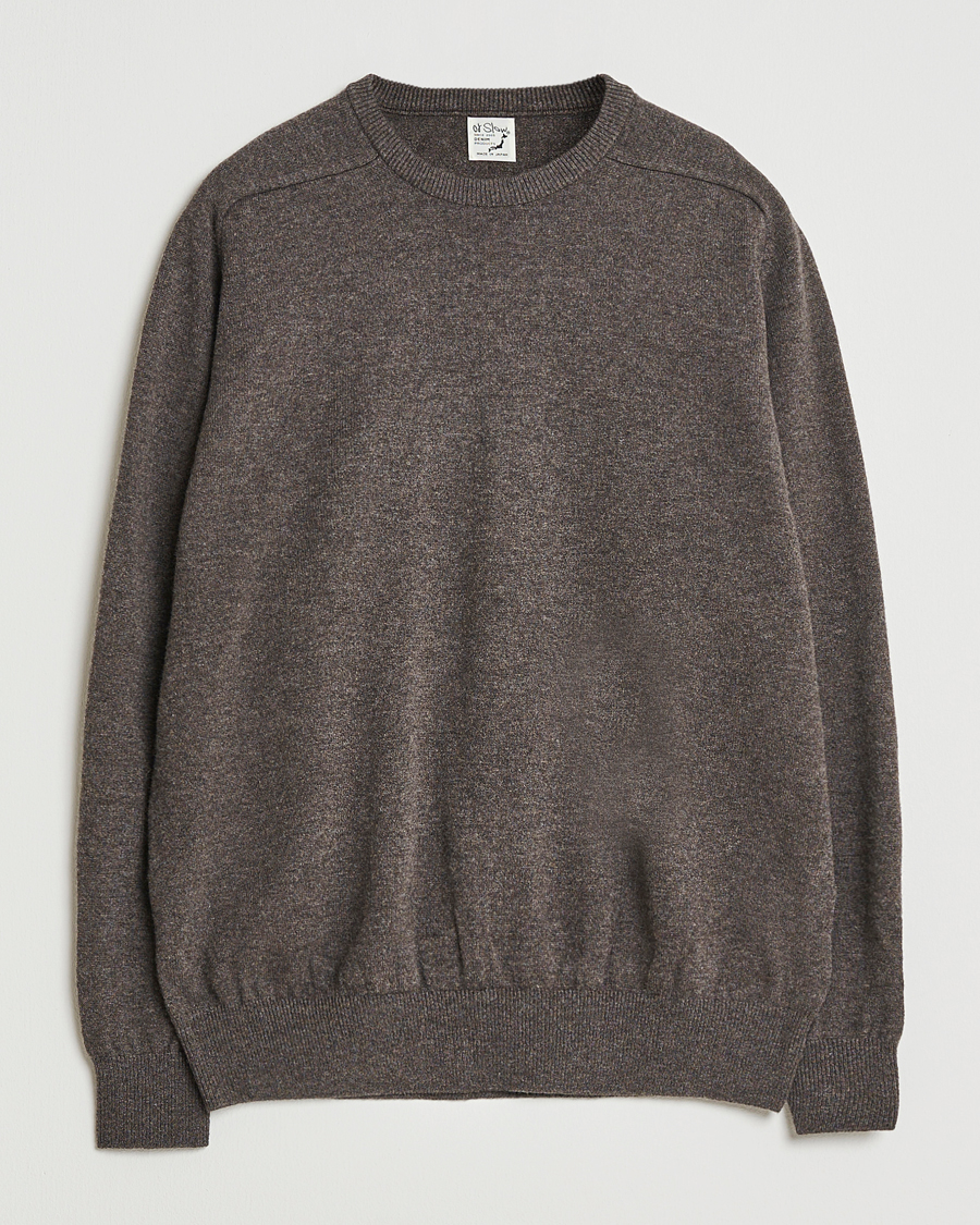 Herre | Trøjer | orSlow | Simple Crew Neck Sweater Brown