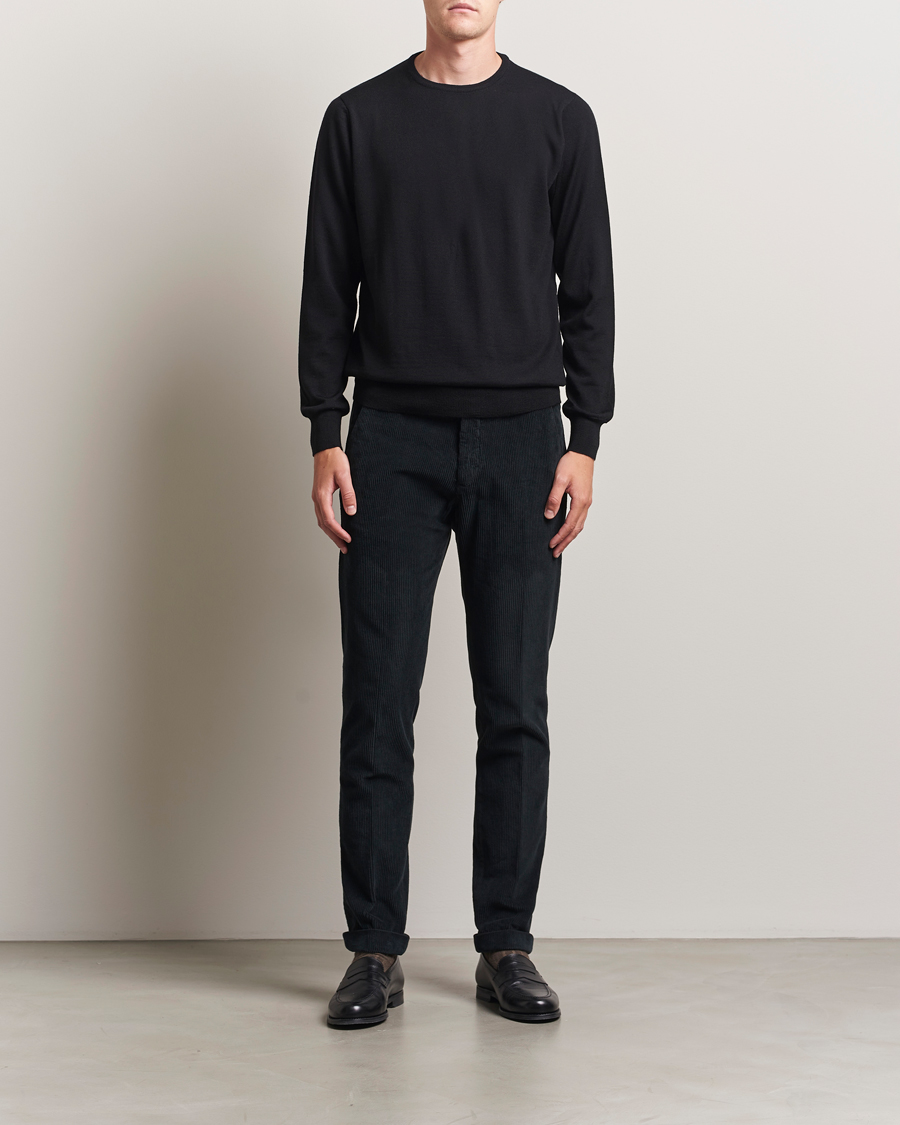 Herre | Trøjer | Morgano | Extra Fine Merino Wool Crewneck Black