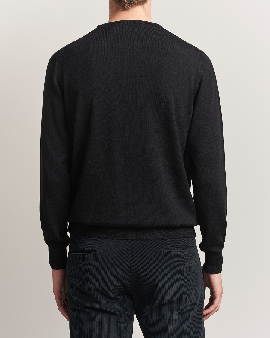Herre | Trøjer | Morgano | Extra Fine Merino Wool Crewneck Black